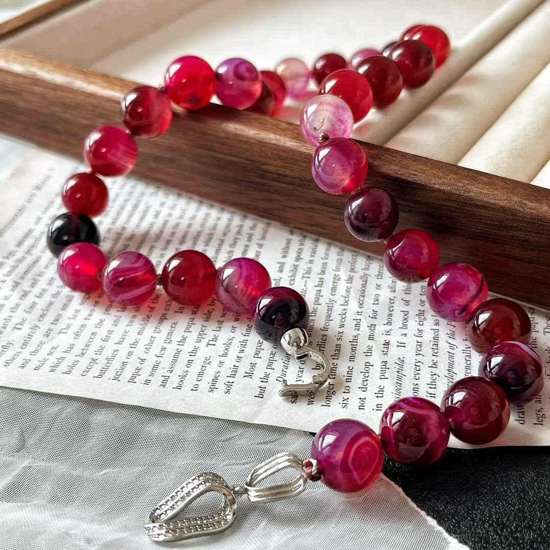 Radiant Red Agate Necklace | Vitality & Emotional Balance（12mm）