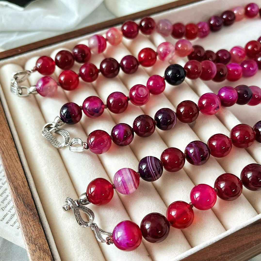 Radiant Red Agate Necklace | Vitality & Emotional Balance（12mm）