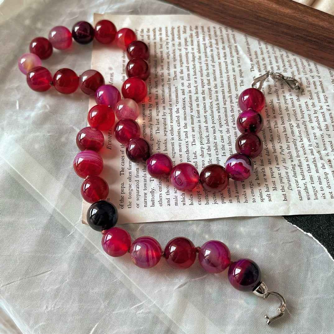 Radiant Red Agate Necklace | Vitality & Emotional Balance（12mm）
