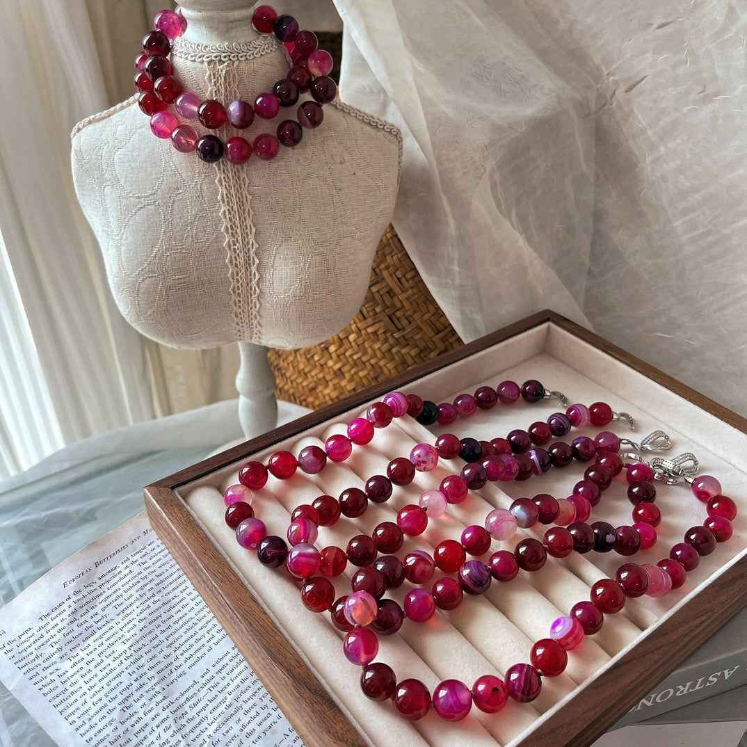 Radiant Red Agate Necklace | Vitality & Emotional Balance（12mm）