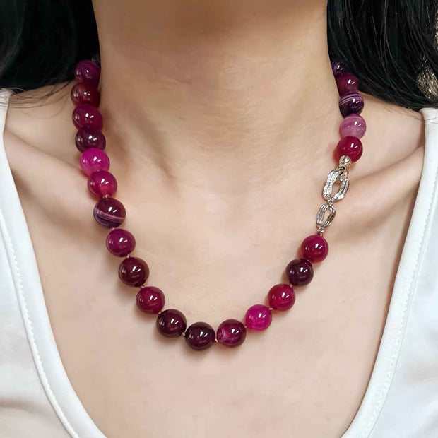 Radiant Red Agate Necklace | Vitality & Emotional Balance（12mm）