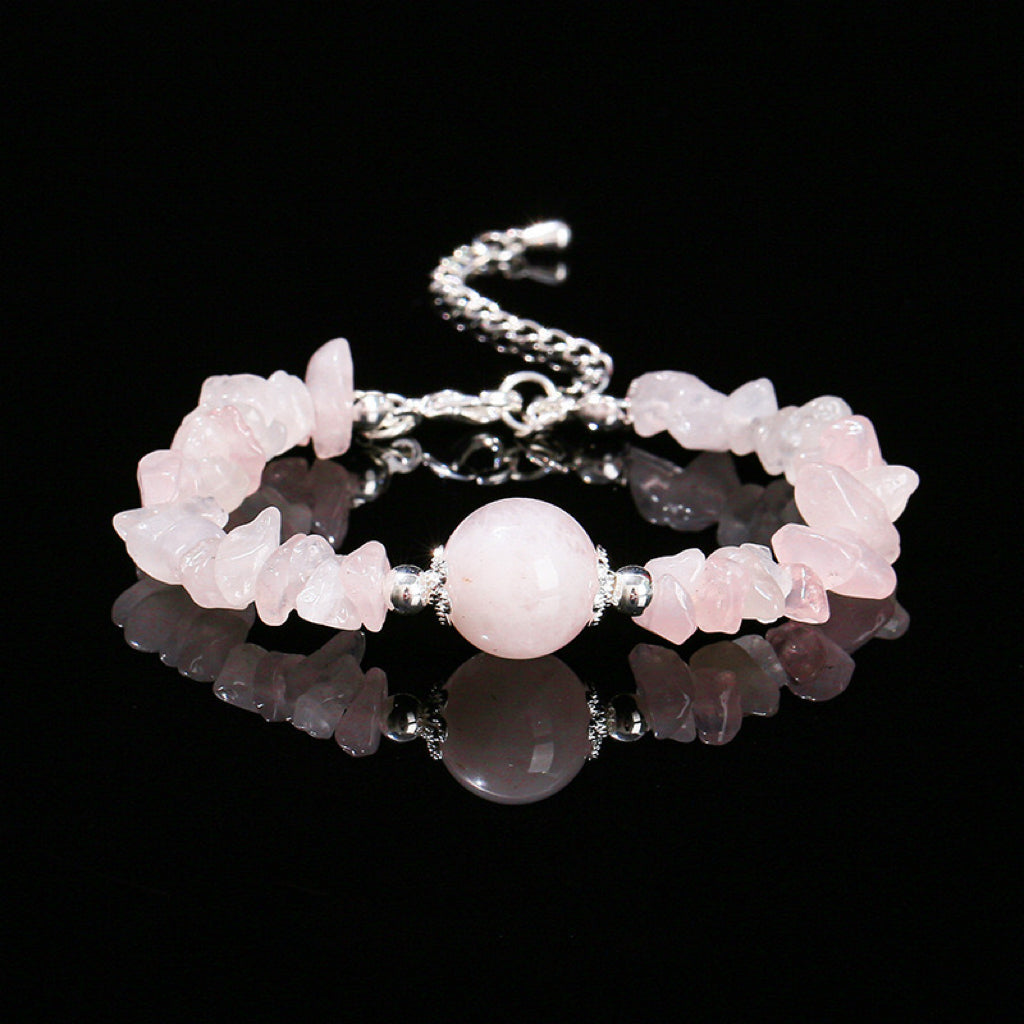 Rose Quartz Chip Bracelet – Promotes love, emotional healing, and self-compassion.