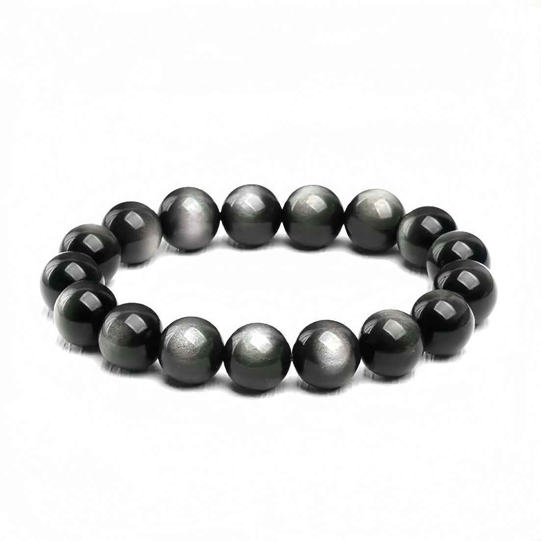 Silver Sheen Obsidian Protection Bracelet (6-16MM)
