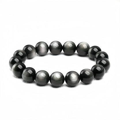 Silver Sheen Obsidian bracelet with metallic glow
