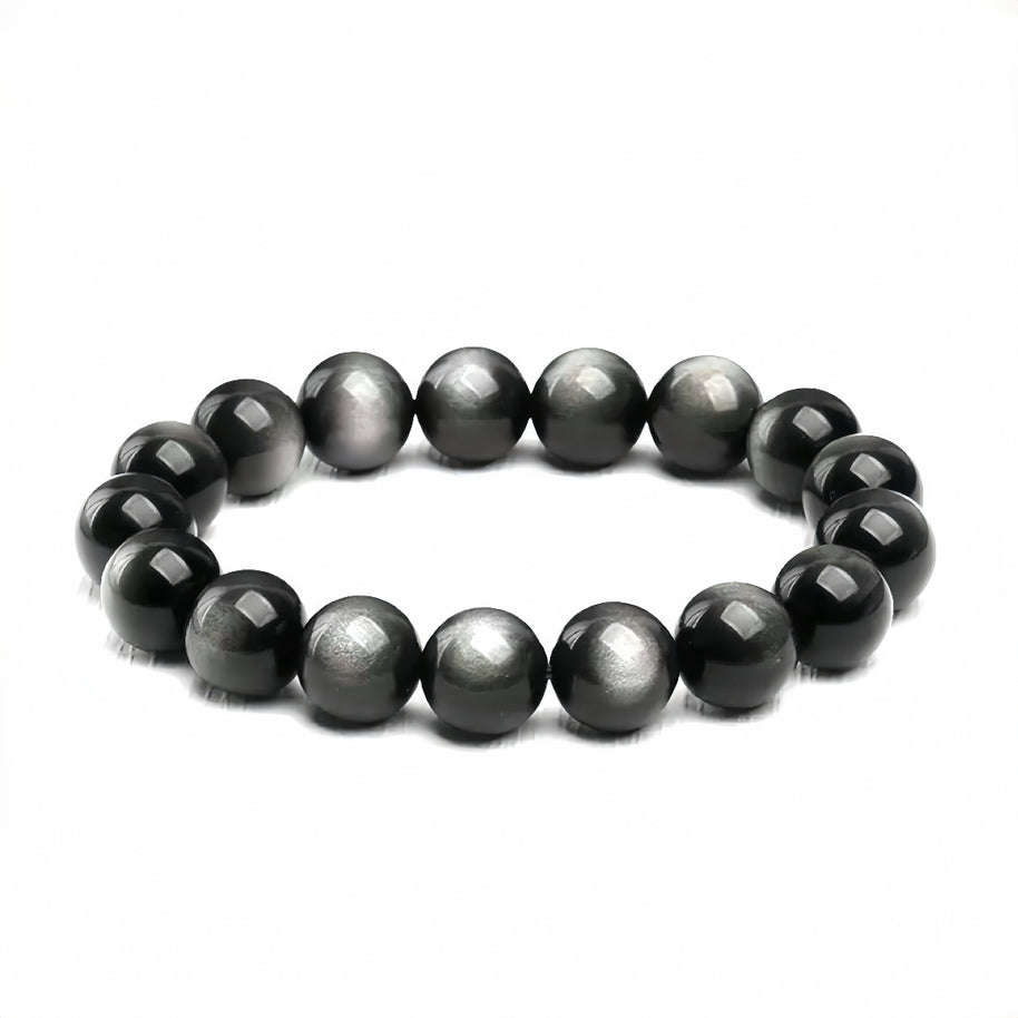 Silver Sheen Obsidian bracelet with metallic glow
