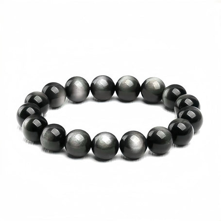 Silver Sheen Obsidian bracelet with metallic glow
