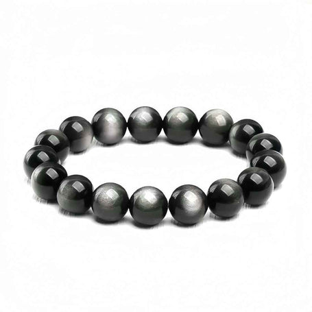 Silver Sheen Obsidian Protection Bracelet (6-16MM)