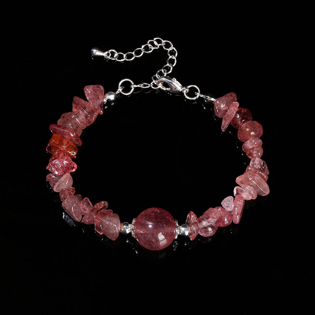 Strawberry Quartz Chip Bracelet – Attracts love, joy, and heart-centered energy.