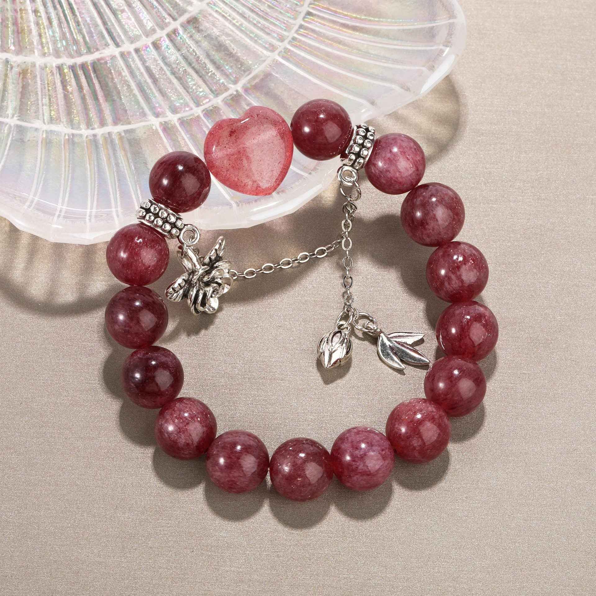 Heart of Love |Strawberry Quartz Bracelet（11mm）