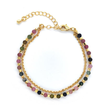 Tourmaline crystal bracelet with gold chain