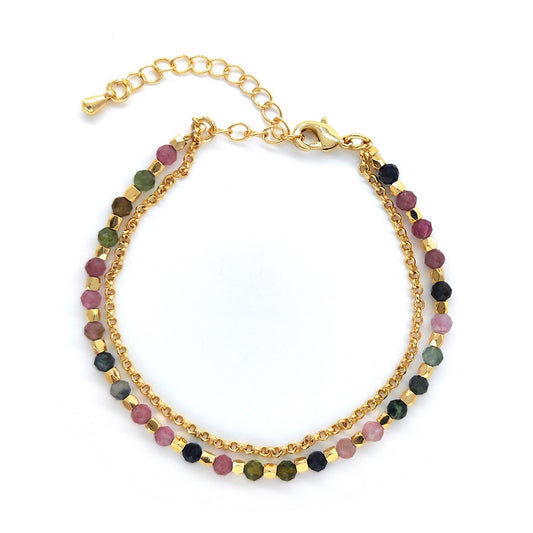 Tourmaline crystal bracelet with gold chain