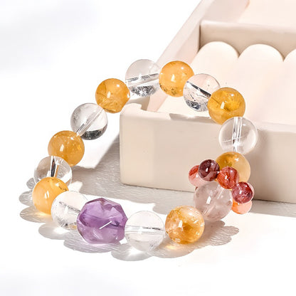 Trinity Crystal Bracelet with citrine, clear quartz, and amethyst displayed in gift box