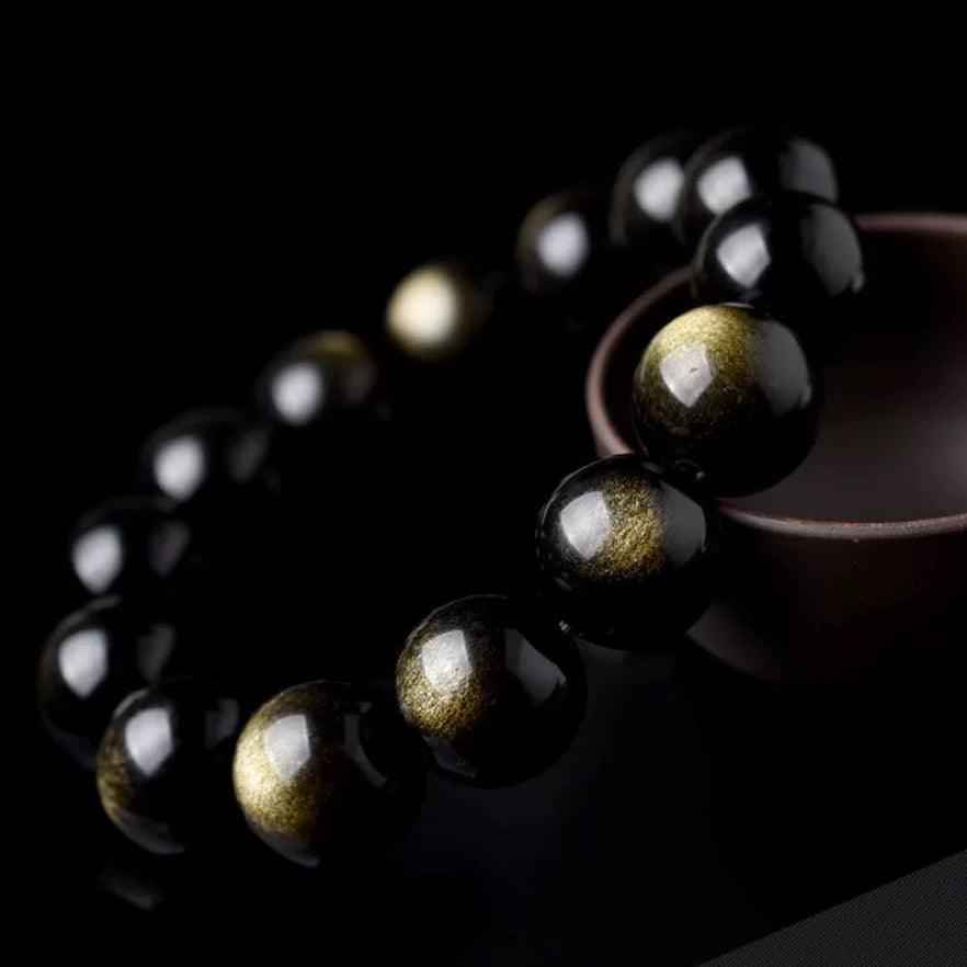 Wealth Energy Stone  | Golden Obsidian Bracelet (6–16MM）