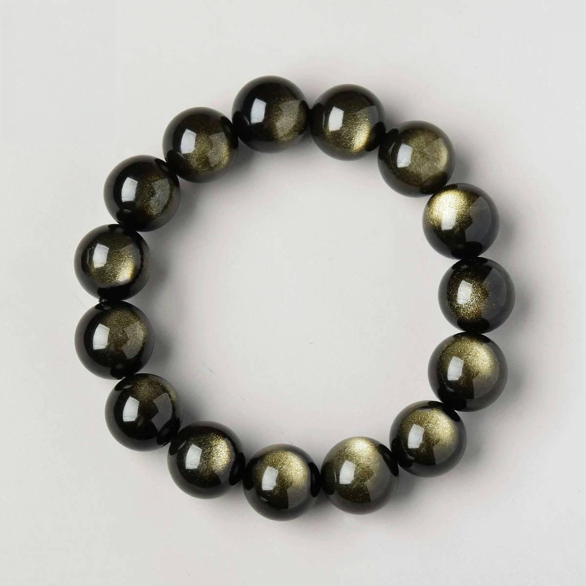 Golden Obsidian bracelet shown in a circle on white surface