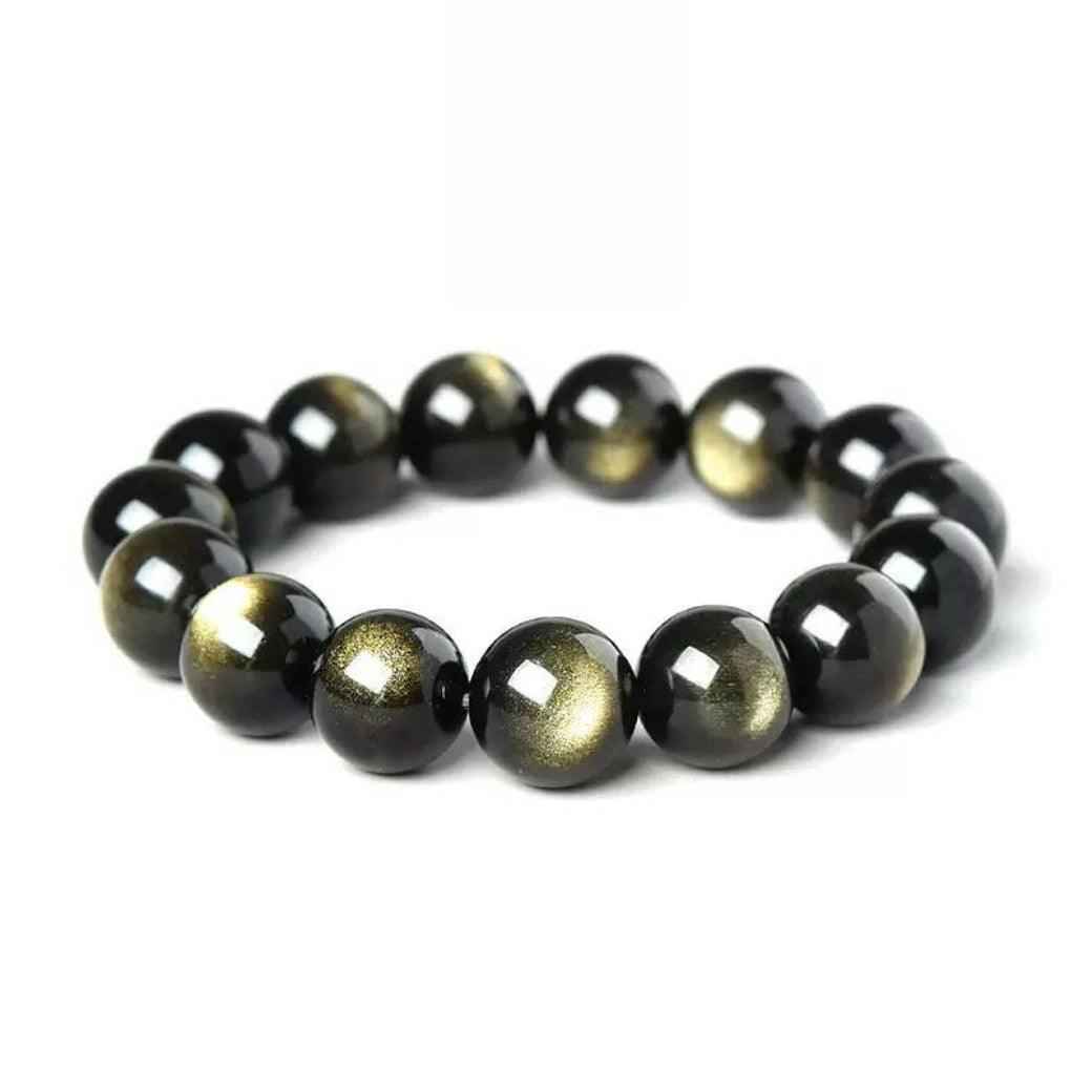 Wealth Energy Stone  | Golden Obsidian Bracelet (6–16MM）