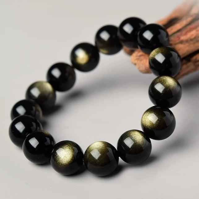 Wealth Energy Stone  | Golden Obsidian Bracelet (6–16MM）